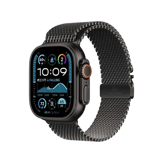 Apple Watch Ultra 2 GPS + Cellular, 49 мм, корпус из черного титана, ремешок Milanese черного цвета — Чёрный