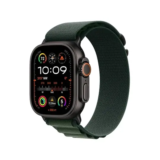 Apple Watch Ultra 2 GPS + Cellular, 49 мм, корпус из черного титана, ремешок Alpine зеленого цвета — Зелёный